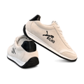 Men's Beige and Black Retro Low-Top Sneakers - studio white background