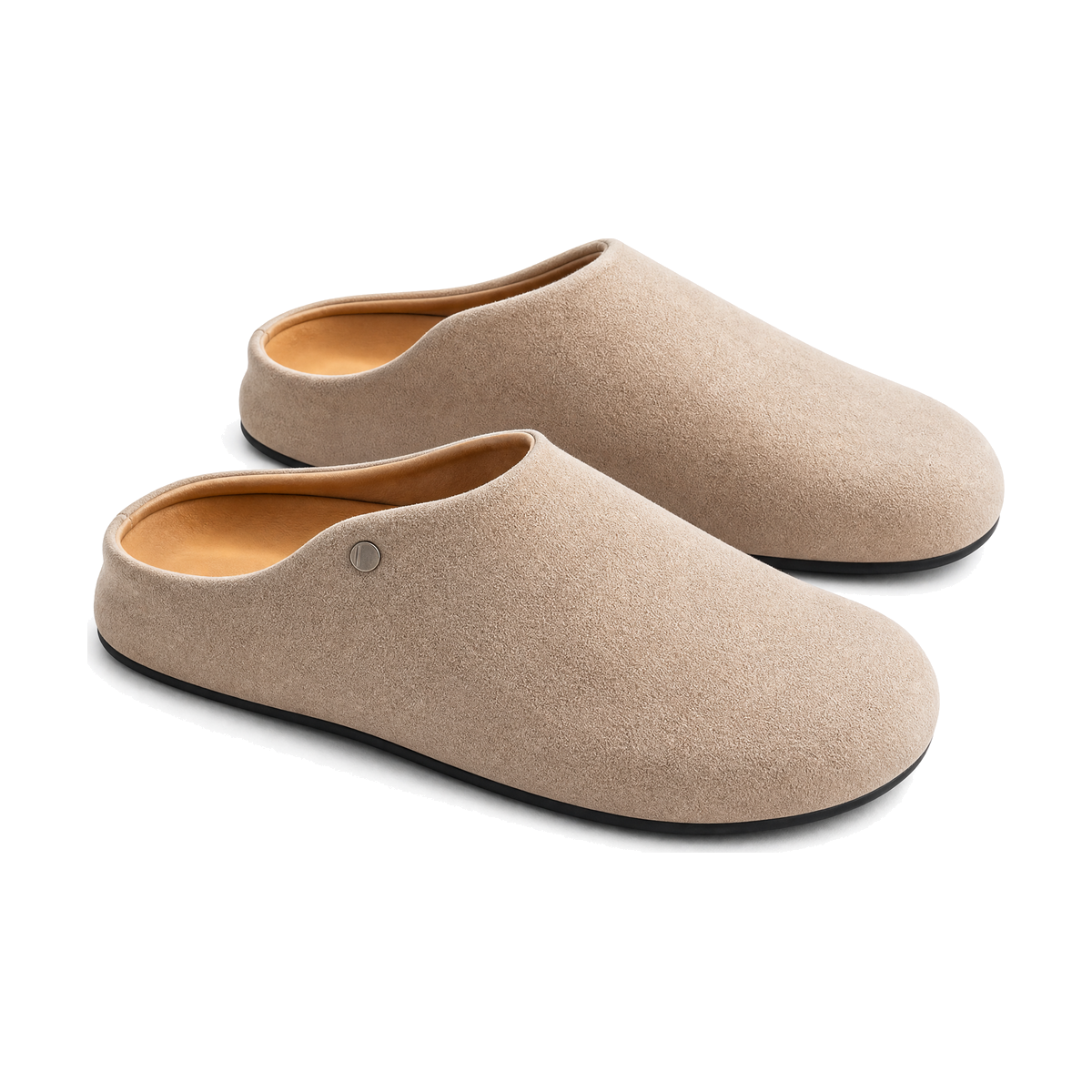 Men's Beige Backless Casual Mules - studio white background