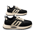 Men's Black and Beige Platform Running Sneakers - studio white background