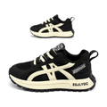 Men's Black and Beige Retro Running Sneakers - studio white background