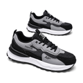 Men's Black and Gray Platform Athletic Sneakers - studio white background