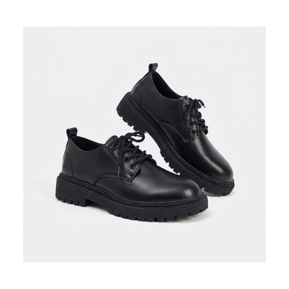 Men's Black, Cream and Navy Platform Dress Shoes - studio white background