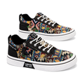 Men's Black Multi-Color Printed Canvas Sneakers - studio white background