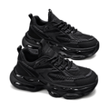 Men's Black, Navy and Sage Green Mesh Platform Running Sneakers - studio white background