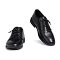 Men's Black, Navy and Silver Dress Shoes - studio white background