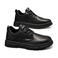 Men's Black, Silver and Navy Retro Dress Shoes - studio white background