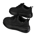 Men's Black, Tan and Navy Platform Retro Trainer Sneakers - studio white background