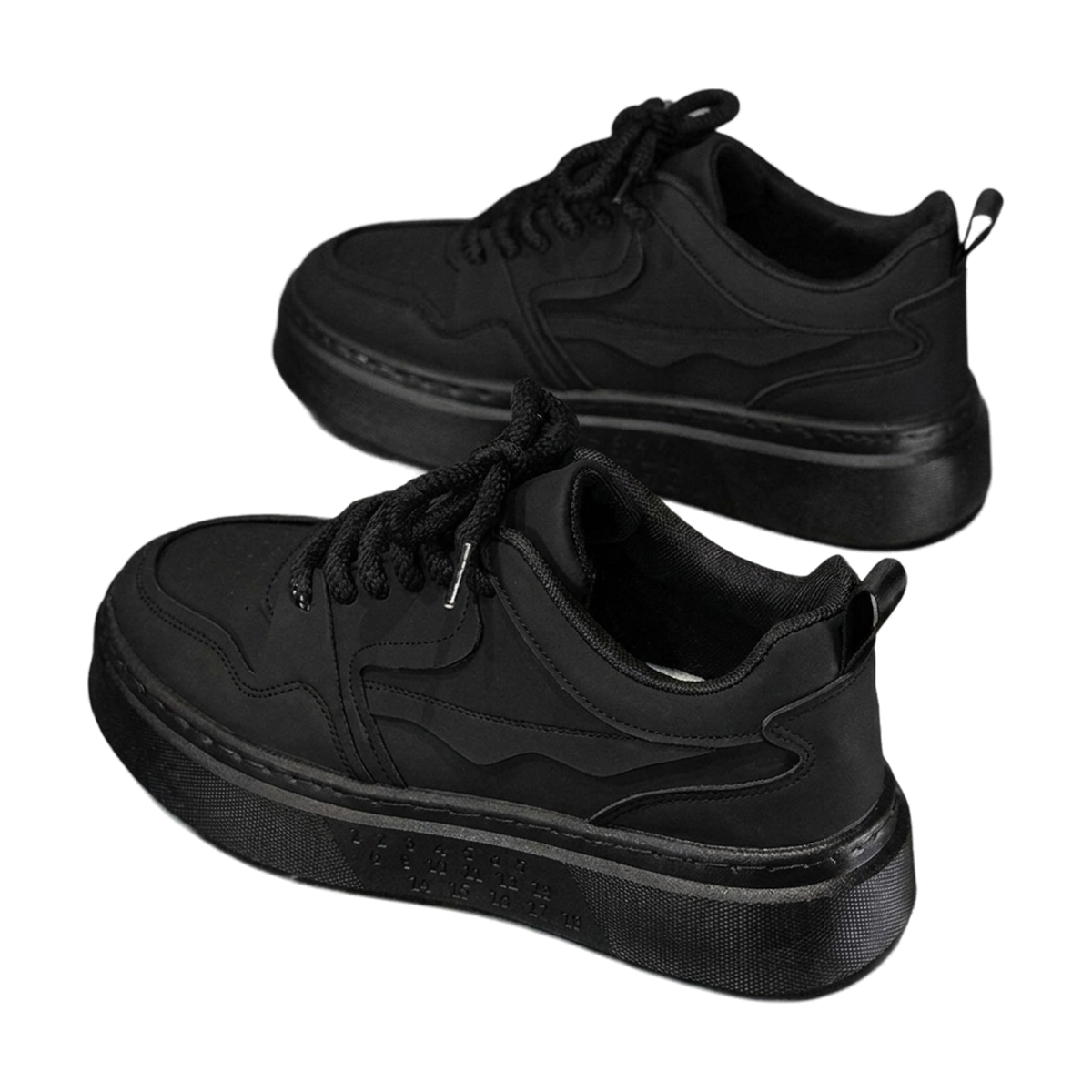 Men's Black, Tan and Navy Platform Retro Trainer Sneakers - studio white background