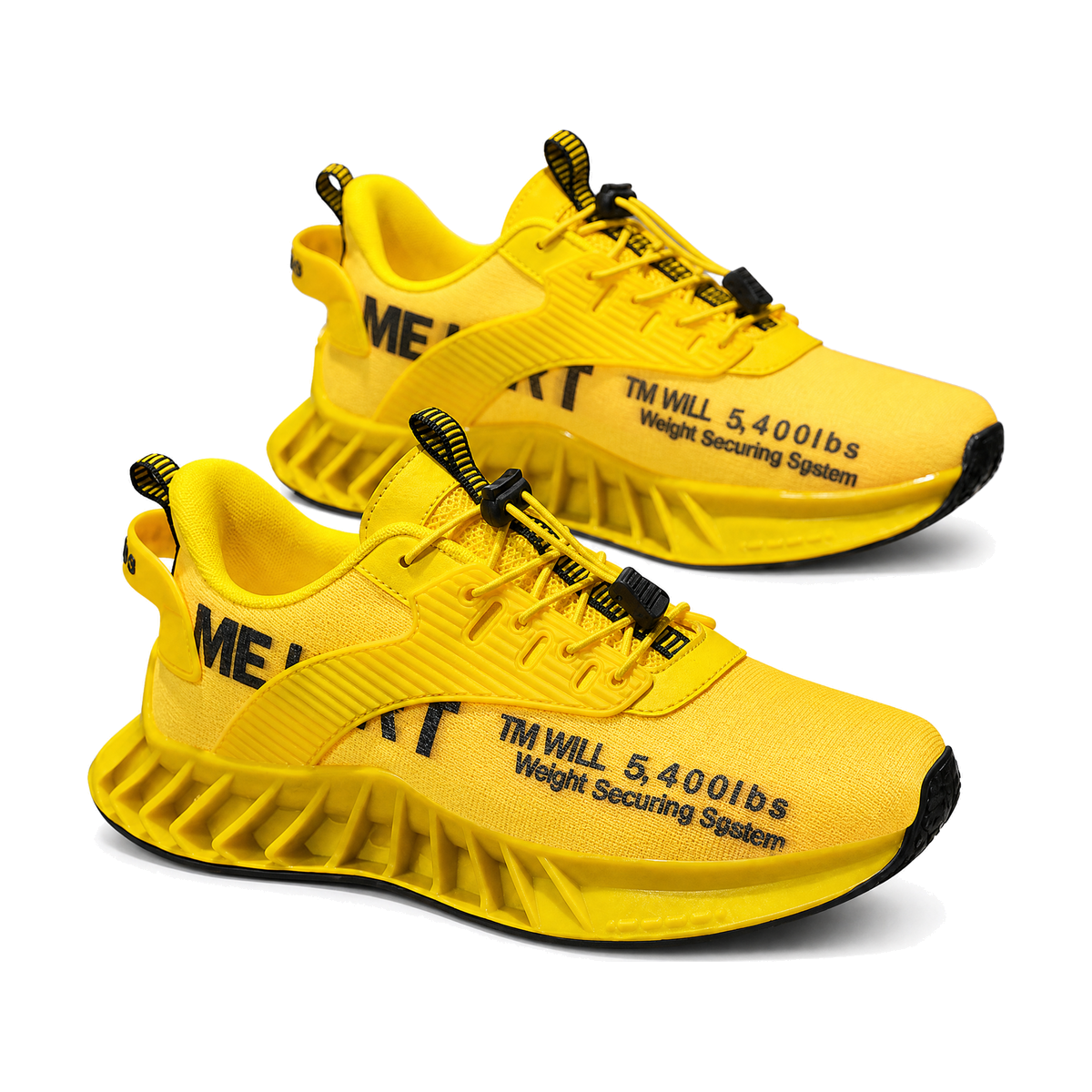 Men's Bright Yellow Chunky Running Sneakers - studio white background