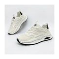 Men's Cream, Gray and Green Mesh Casual Sneakers - studio white background