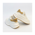 Men's Cream, Navy and Black Platform Running Sneakers - studio white background
