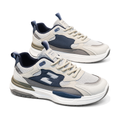 Men's Gray and Navy Chunky Running Sneakers - studio white background