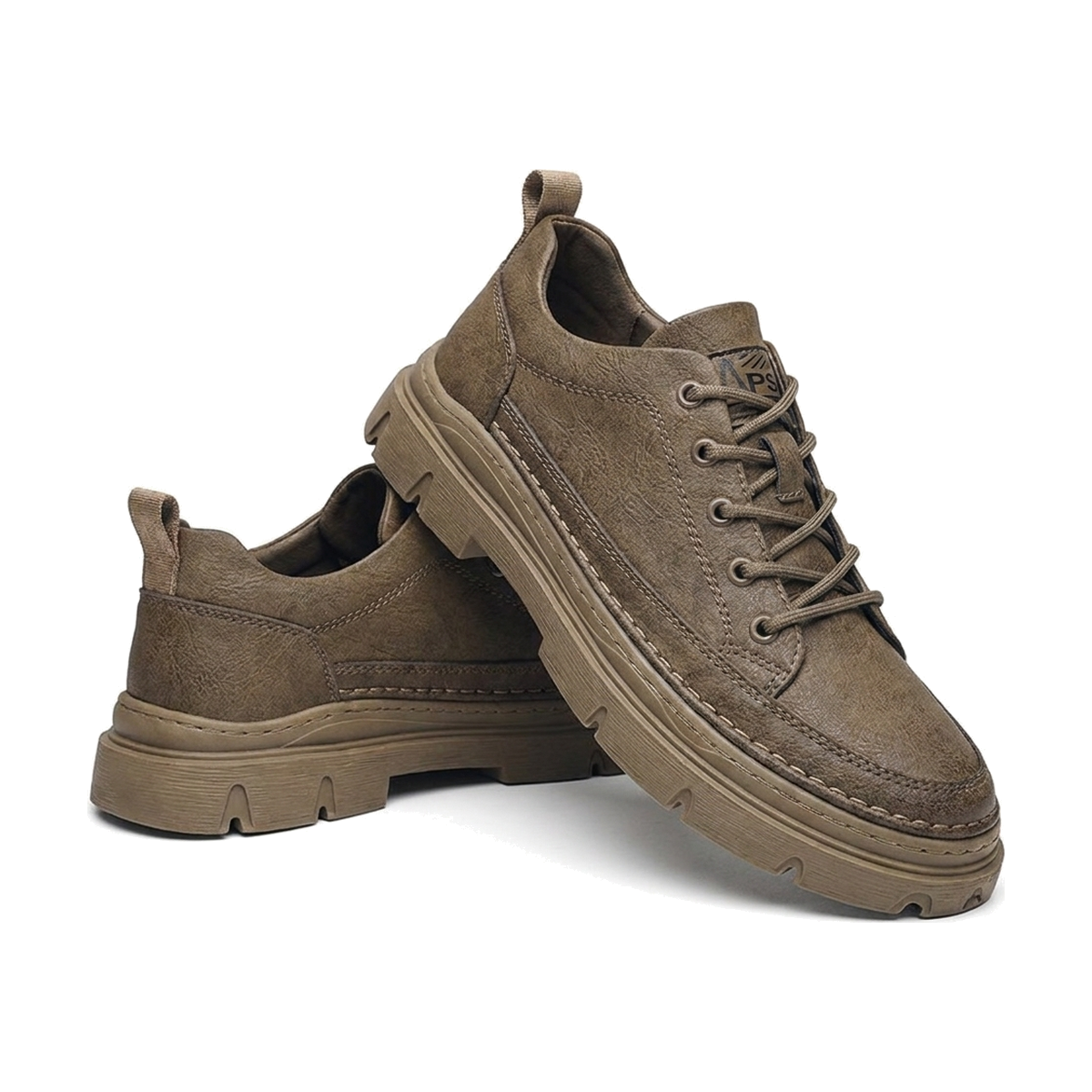 Men's Gray, Olive and Black Dress Shoes - studio white background
