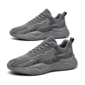 Men's Gray, Purple and Beige Mesh Casual Sneakers - studio white background