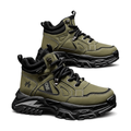 Men's Olive and Black Rugged Outdoor Sneakers - studio white background
