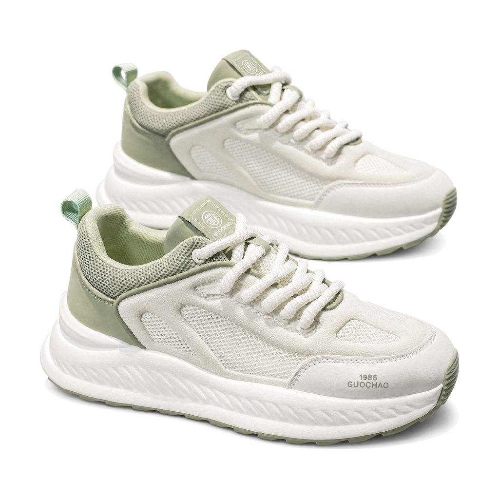 Men's Sage Green Mesh Platform Sneakers - studio white background