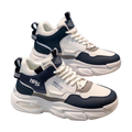Men's Silver, Cream and Black Platform High-Top Sneakers - studio white background