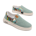 Men's Tan, Beige and Sage Green Canvas Sneakers - studio white background