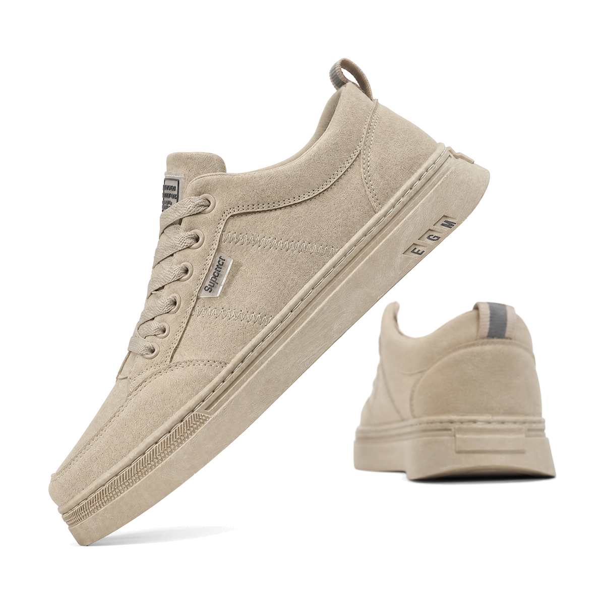 Men's Taupe Low-Top Work Sneakers - studio white background