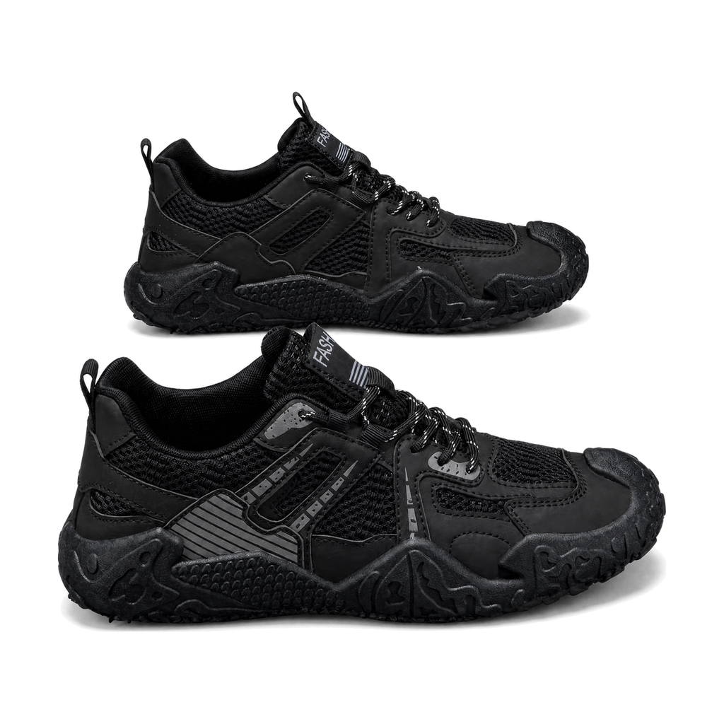 Men's Triple Black Rugged Outdoor Sneakers - studio white background