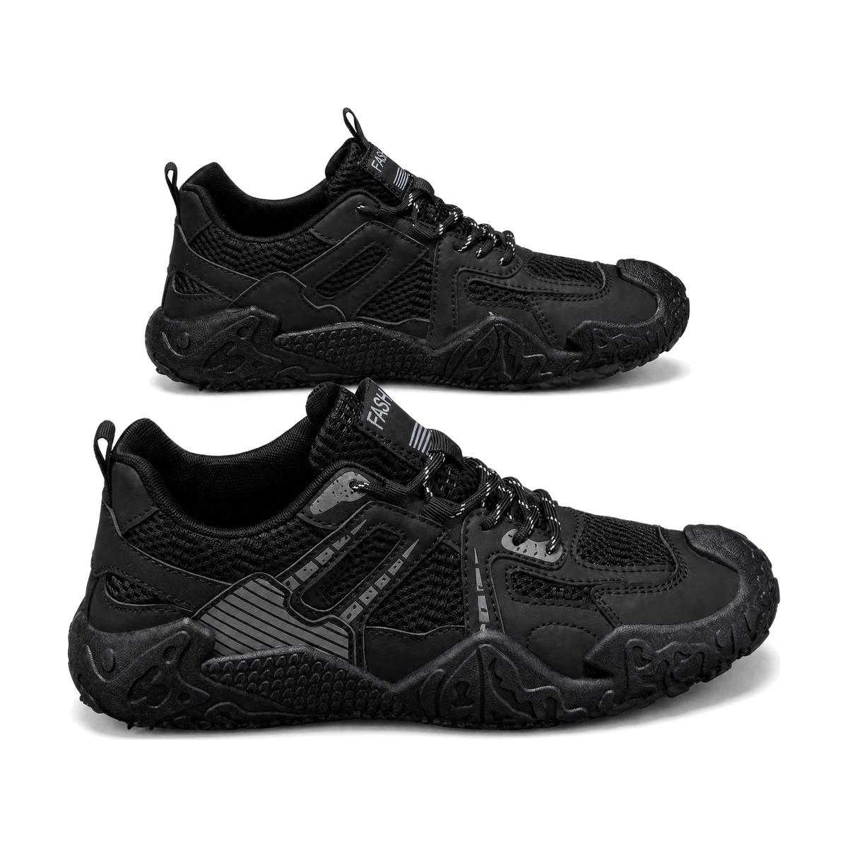 Men's Triple Black Rugged Outdoor Sneakers - studio white background
