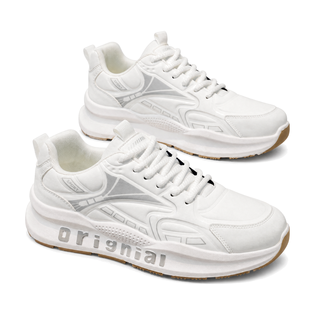 Men's Triple White Chunky Platform Sneakers - studio white background