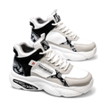 Men's White and Black High-Top Chunky Sneakers - studio white background