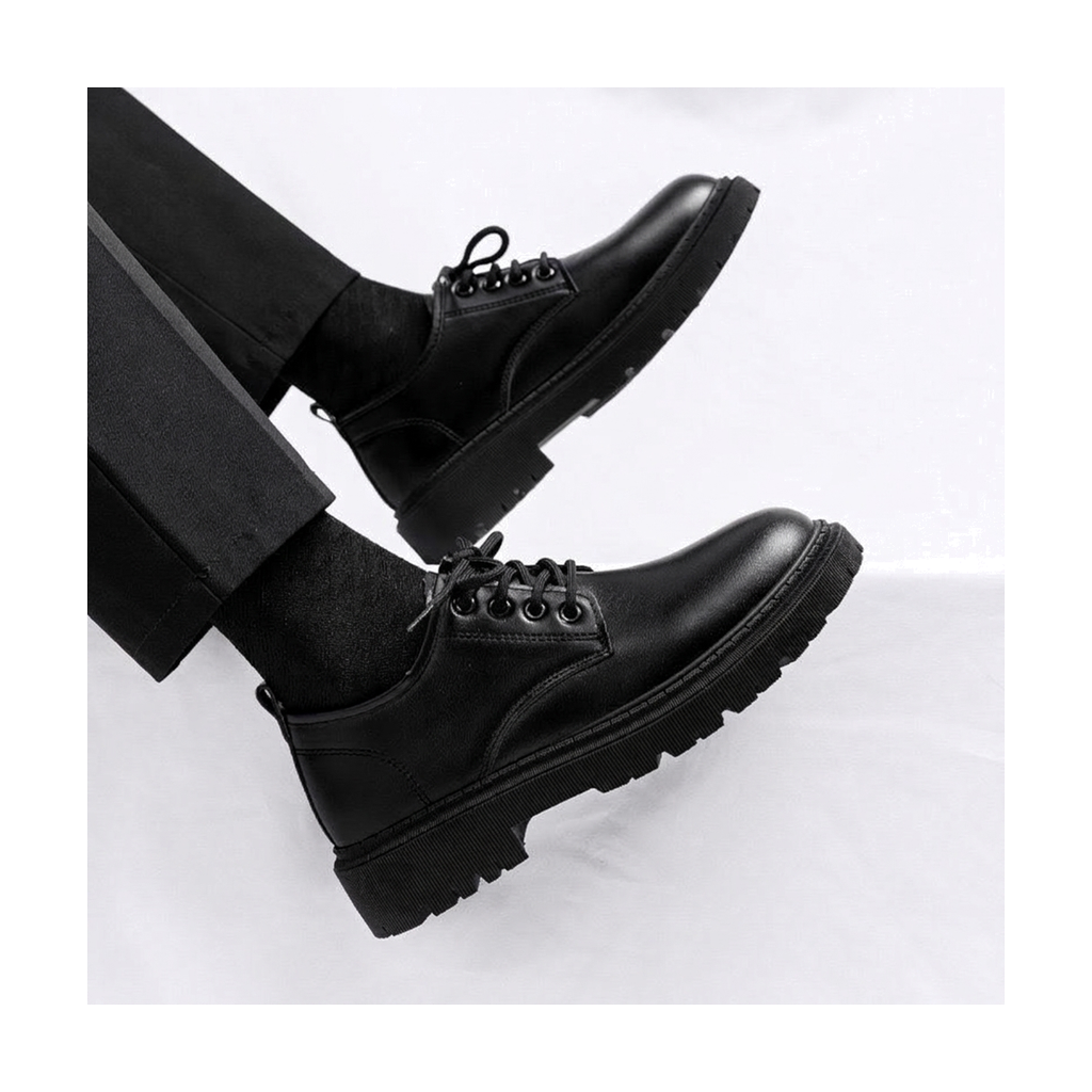 Men's White, Black and Navy Dress Shoes - studio white background