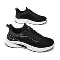 Men's White, Black and Navy Mesh Running Sneakers - studio white background