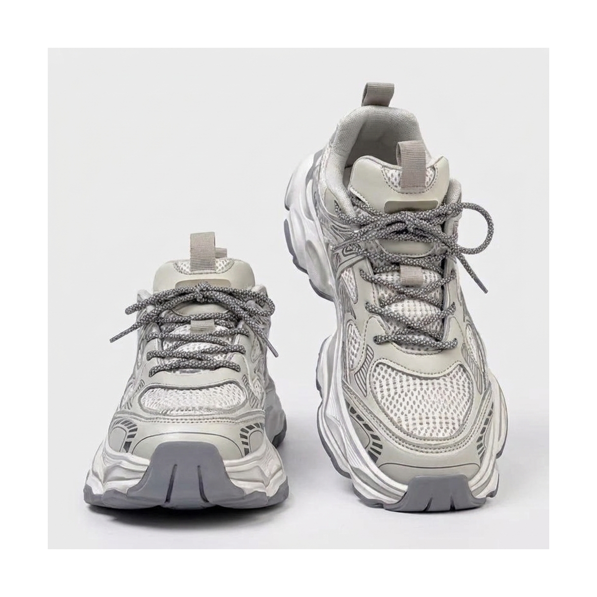 Men's White, Black and Navy Platform Running Sneakers - studio white background