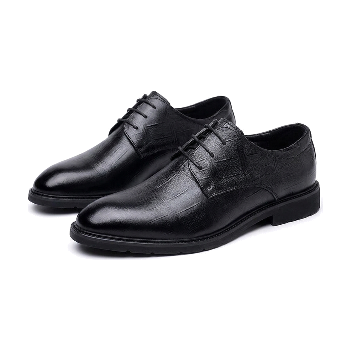 Men's White, Black and Silver Dress Shoes - studio white background