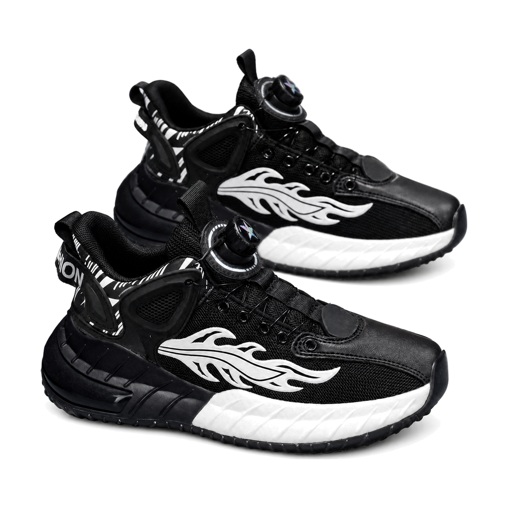 Men's White, Black and Silver Platform Slip-On Sneakers - studio white background
