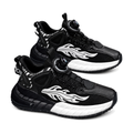 Men's White, Black and Silver Platform Slip-On Sneakers - studio white background