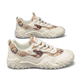 Men's White, Cream and Beige Casual Sneakers - studio white background