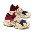 Men's White, Cream and Beige Mesh Casual Sneakers - studio white background