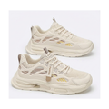 Men's White, Cream and Beige Mesh Platform Running Sneakers - studio white background