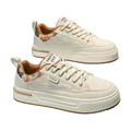 Men's White, Cream and Beige Retro Retro Trainer Sneakers - studio white background