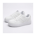 Men's White, Cream and Navy Platform Retro Trainer Sneakers - studio white background
