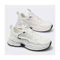 Men's White, Cream and Silver Mesh Platform Running Sneakers - studio white background