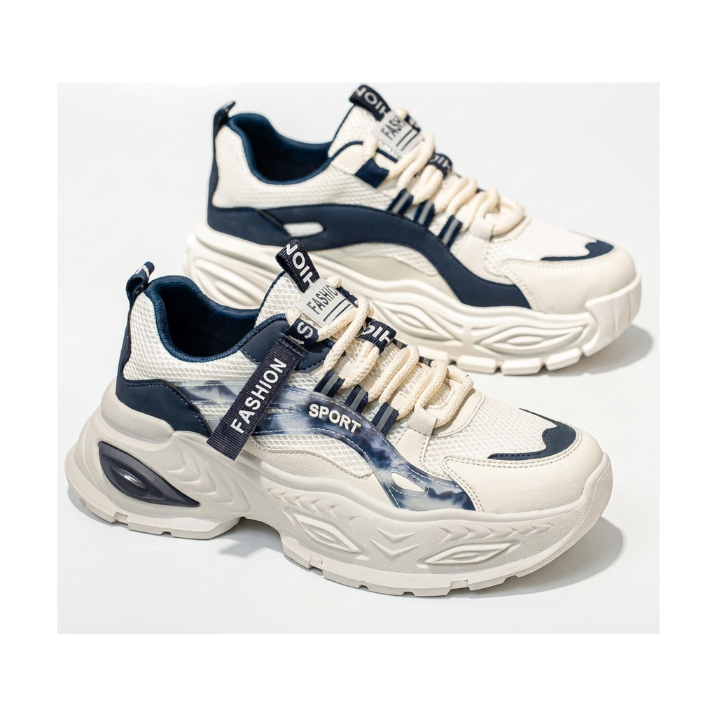 Men's White, Silver and Cream Printed Running Sneakers - studio white background