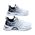 Men's White, Silver and Gray Running Sneakers - studio white background