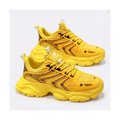 Men's Yellow, Silver and Orange Mesh Platform Running Sneakers - studio white background